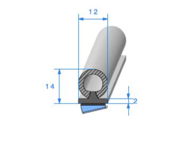 Profil caoutchouc / joint avec bourrelet adhésif rond - noir - Ø 9 mm - l:  9,5 mm x h: 9,5 mm #2156
