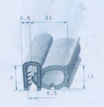 Profil à armature métal + bulbe cellulaire en EPDM - tôle 2 à 3 mm - l: 22 mm x h: 15,7 mm #743