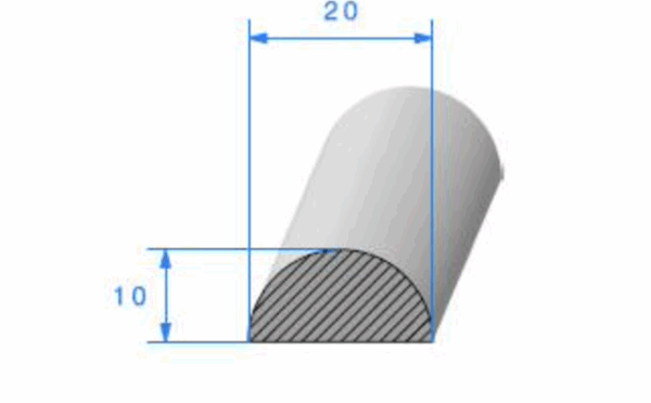 Joint demi rond 30mm x 15mm en caoutchouc cellulaire