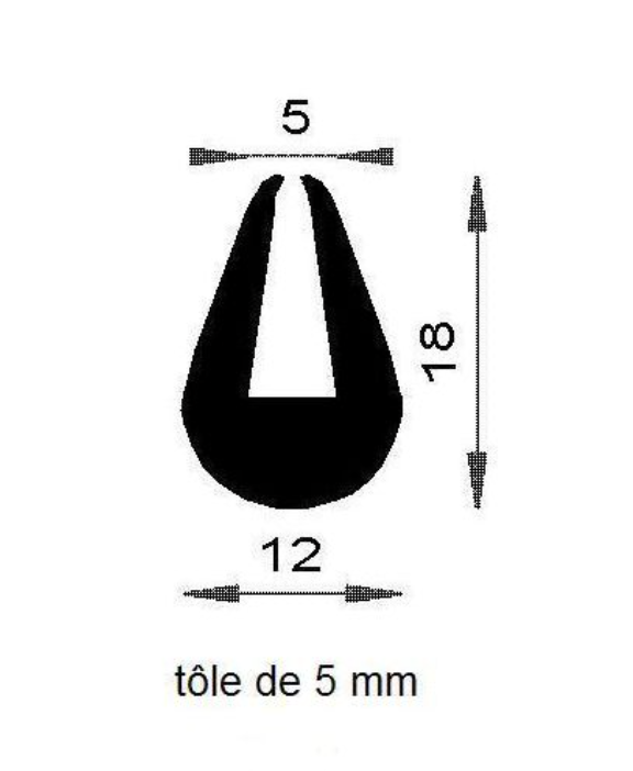 Joint en U, bord de tôle de 0,5 à 2,5mm #F930